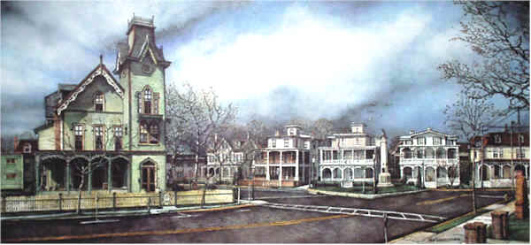 A View of Columbia Avenue Santoleri limited Edition Print from Watercolor Painting