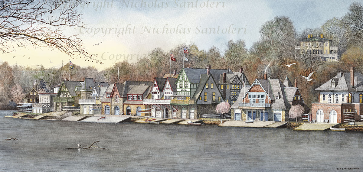 Boathouse Row 7 art print Nicholas Santoleri Realism Artist